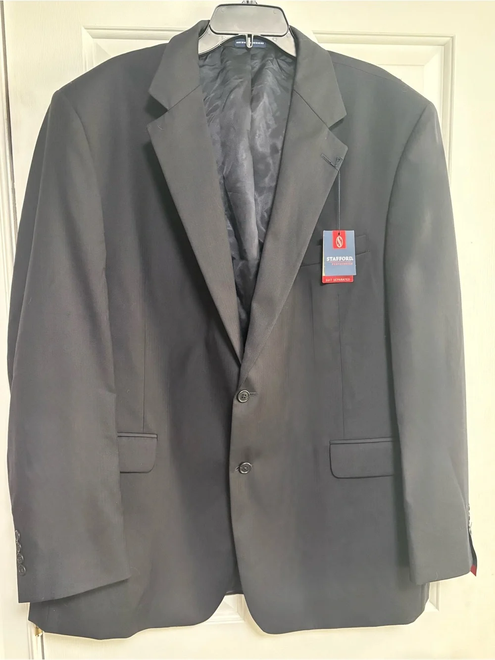 NWT Stafford Men's Navy Two-Button Suit Jacket-55 chest; 30 arms